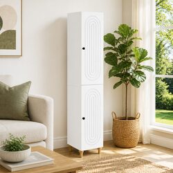 Modular White Engineered Wood Cabinet Set - 2 Units