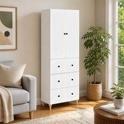 Engineered Wood Cabinet Set with Shelves and Drawers