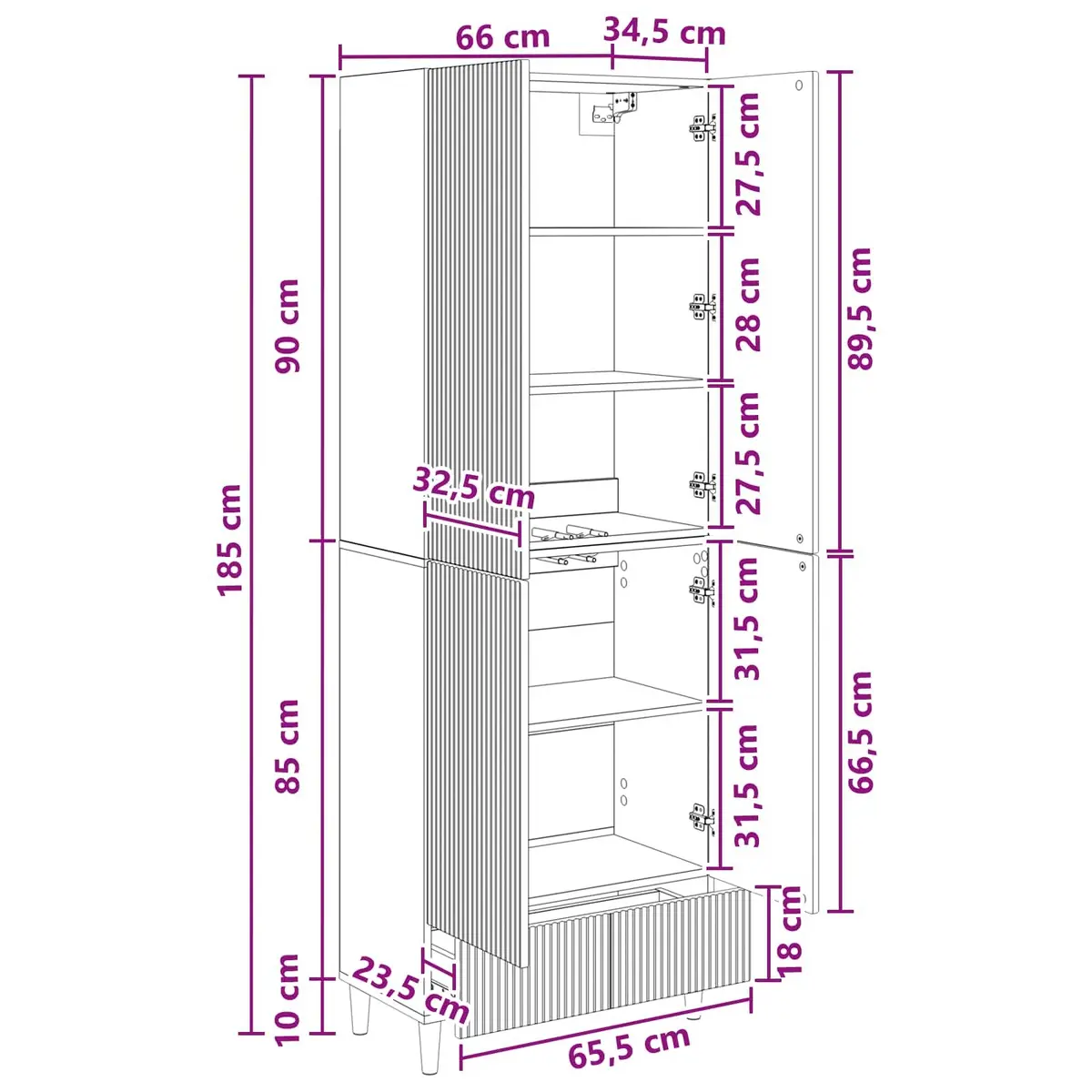 Engineered Wood Cabinet Set 2 Pieces Storage Furniture 66x34.5x95cm Shelving