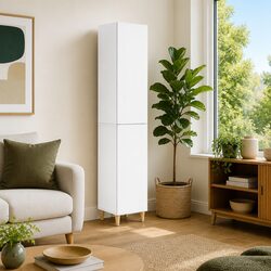 Modular 2-Piece Engineered Wood Cabinet Set in White