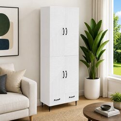 Functional 2-Piece Engineered Wood Cabinet Set