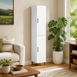 Engineered Wood White Cabinet Set - Two Pieces