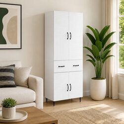 Engineered Wood Two-Piece Cabinet Set in White
