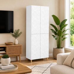 Engineered Wood Cabinet Set 2 Pieces in White
