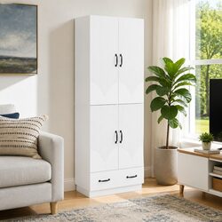 Modular 2-Piece Cabinet Set in White Engineered Wood