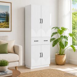 Modular White Engineered Wood Cabinet Set, 2 Pieces