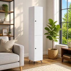 White Engineered Wood 2-Piece Cabinet Set