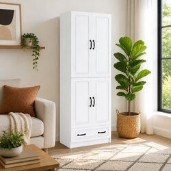 Engineered Wood White Cabinet Set for Practical Storage