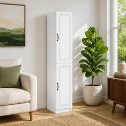 Two-Piece White Cabinet Set for Functional Storage