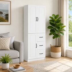 Modern White Cabinet Set with Versatile Storage Design