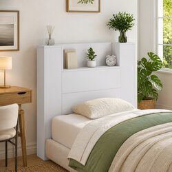 Functional Storage Headboard with Adjustable LED Lights