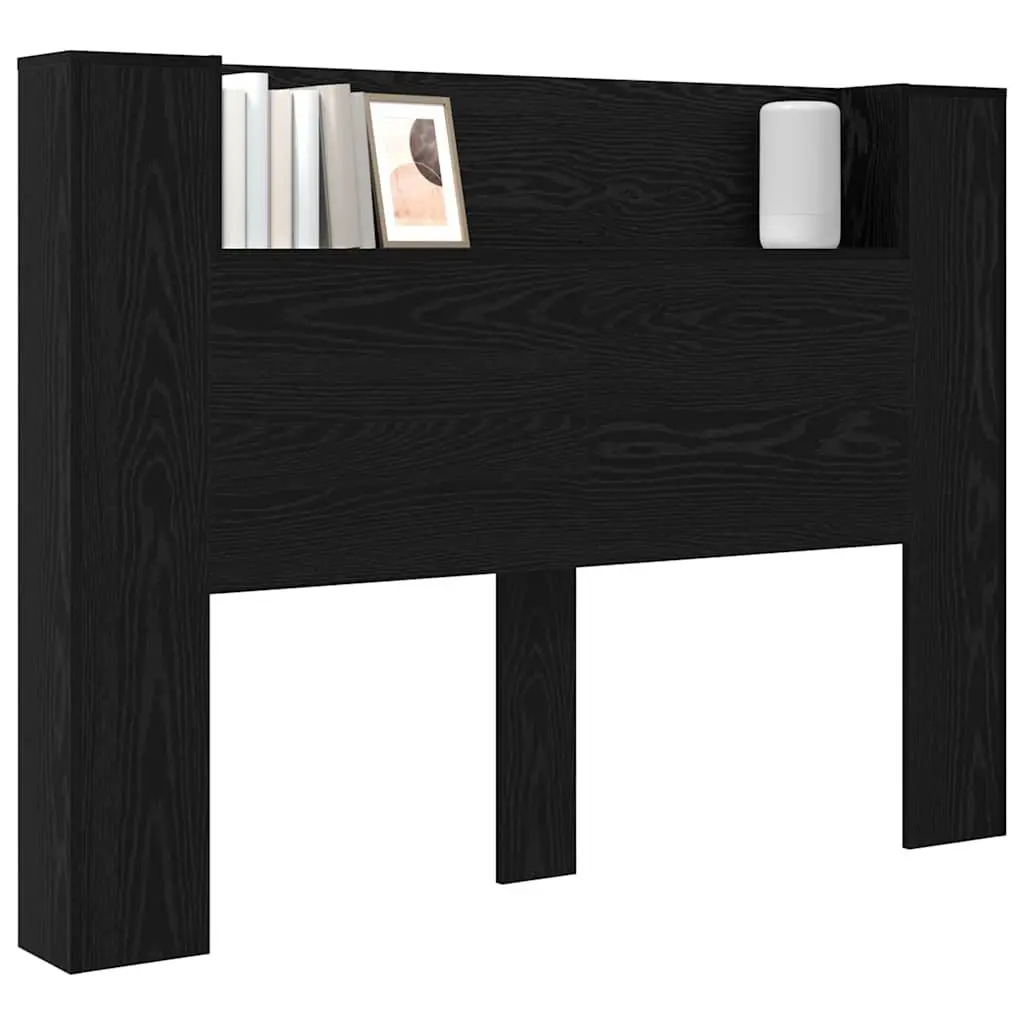 Engineered Wood Storage Headboard with Adjustable RGB LED Lights for Bedroom Black