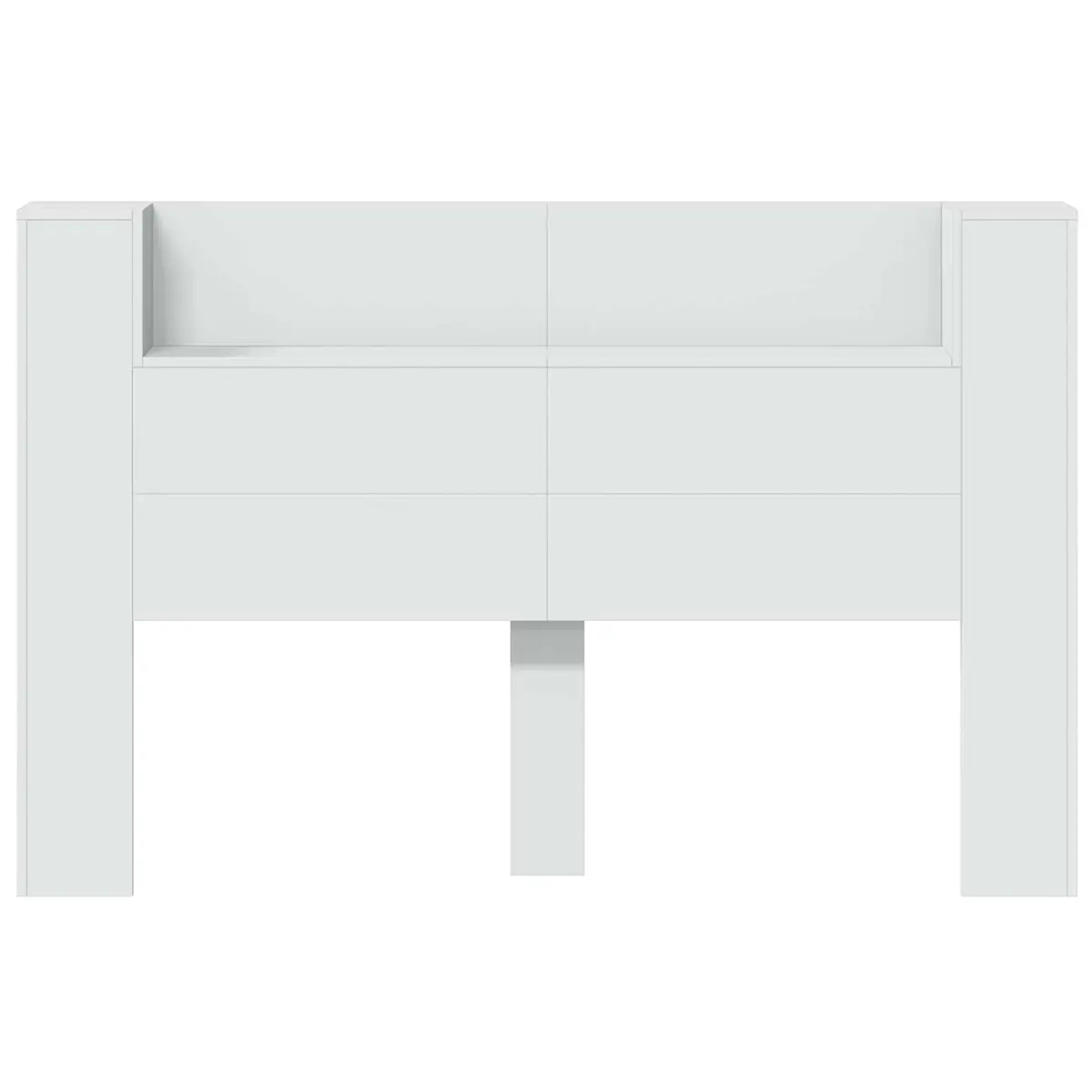 Storage Headboard with RGB LED Lighting Integrated Shelf White Engineered Wood