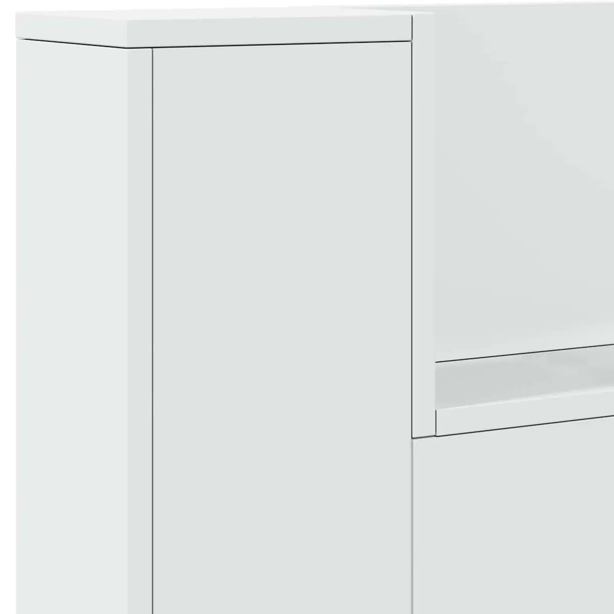 White Storage Headboard with RGB LED Lights Built-in Shelf Bedroom Furniture