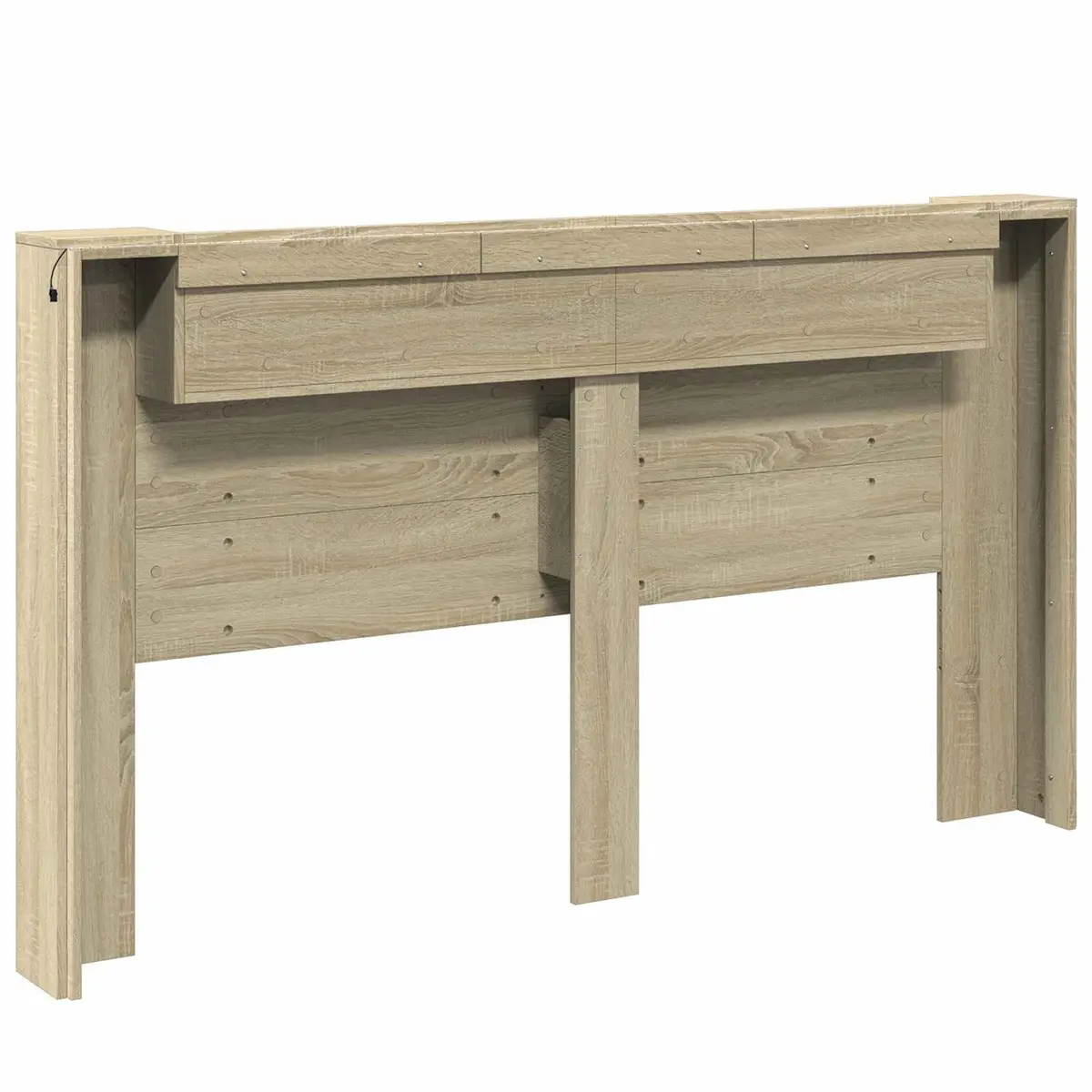 Storage Headboard with Integrated Shelf RGB LED Lights Brown Engineered Wood