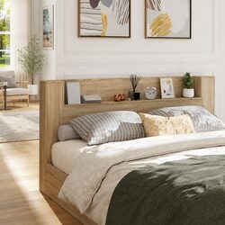 Engineered Wood Storage Headboard with RGB LED Lighting
