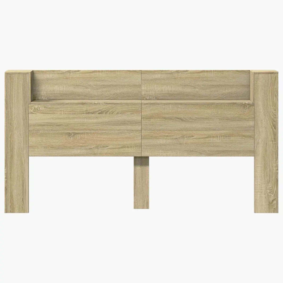 Storage Headboard with RGB LED Lights Engineered Wood Bedroom Shelf Brown Sonoma Oak