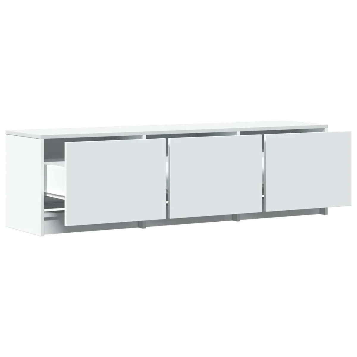 TV Cabinet with LED Lights Modern Style Engineered Wood Storage Unit White 140 x 34 x 40 cm