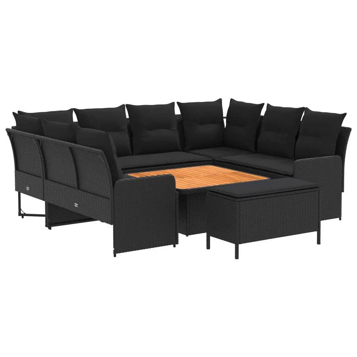 Outdoor Garden Furniture Set 7 Pieces Black PE Rattan Patio Lounge Sofa Chair
