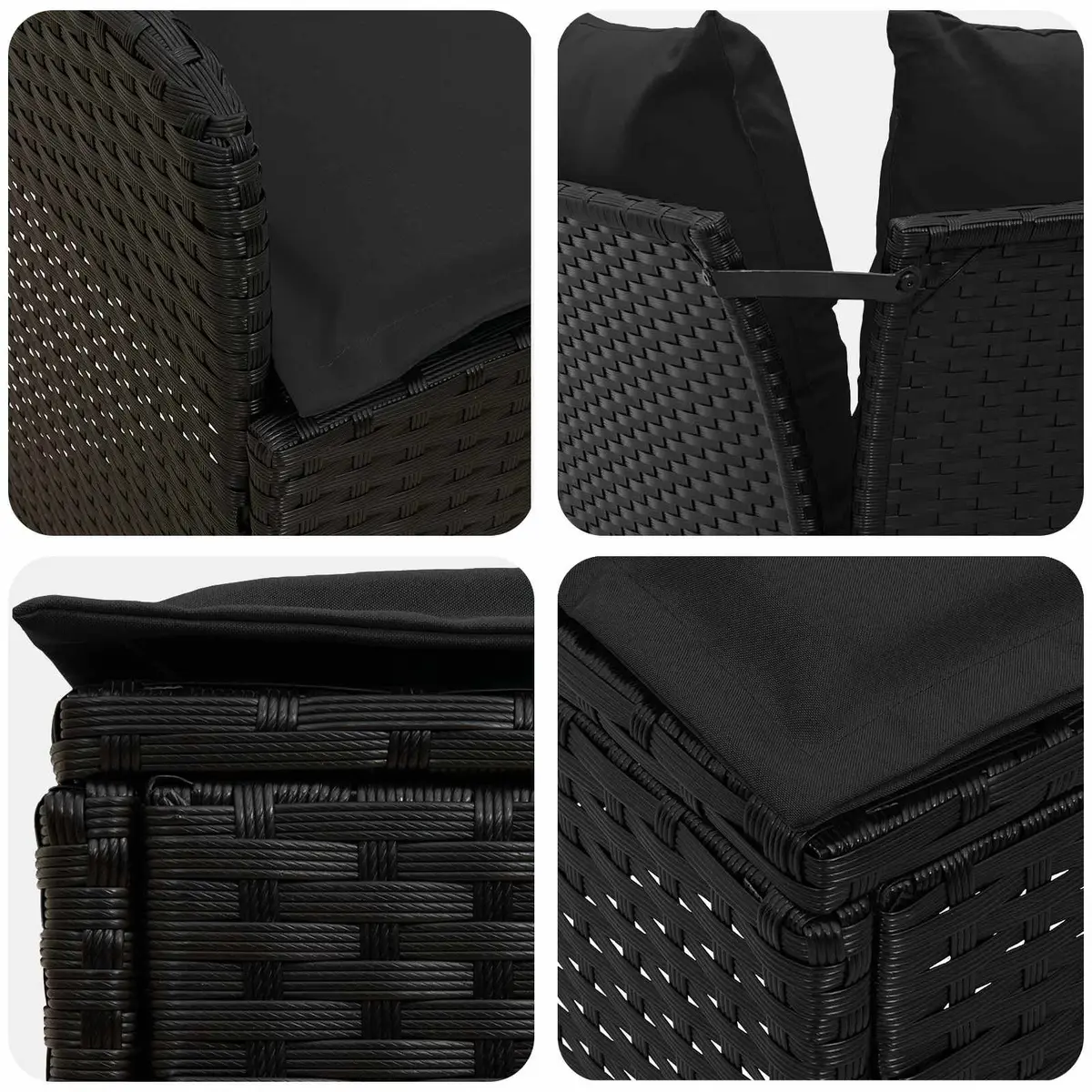 Outdoor Garden Furniture Set 7 Pieces Black PE Rattan Patio Lounge Sofa Chair