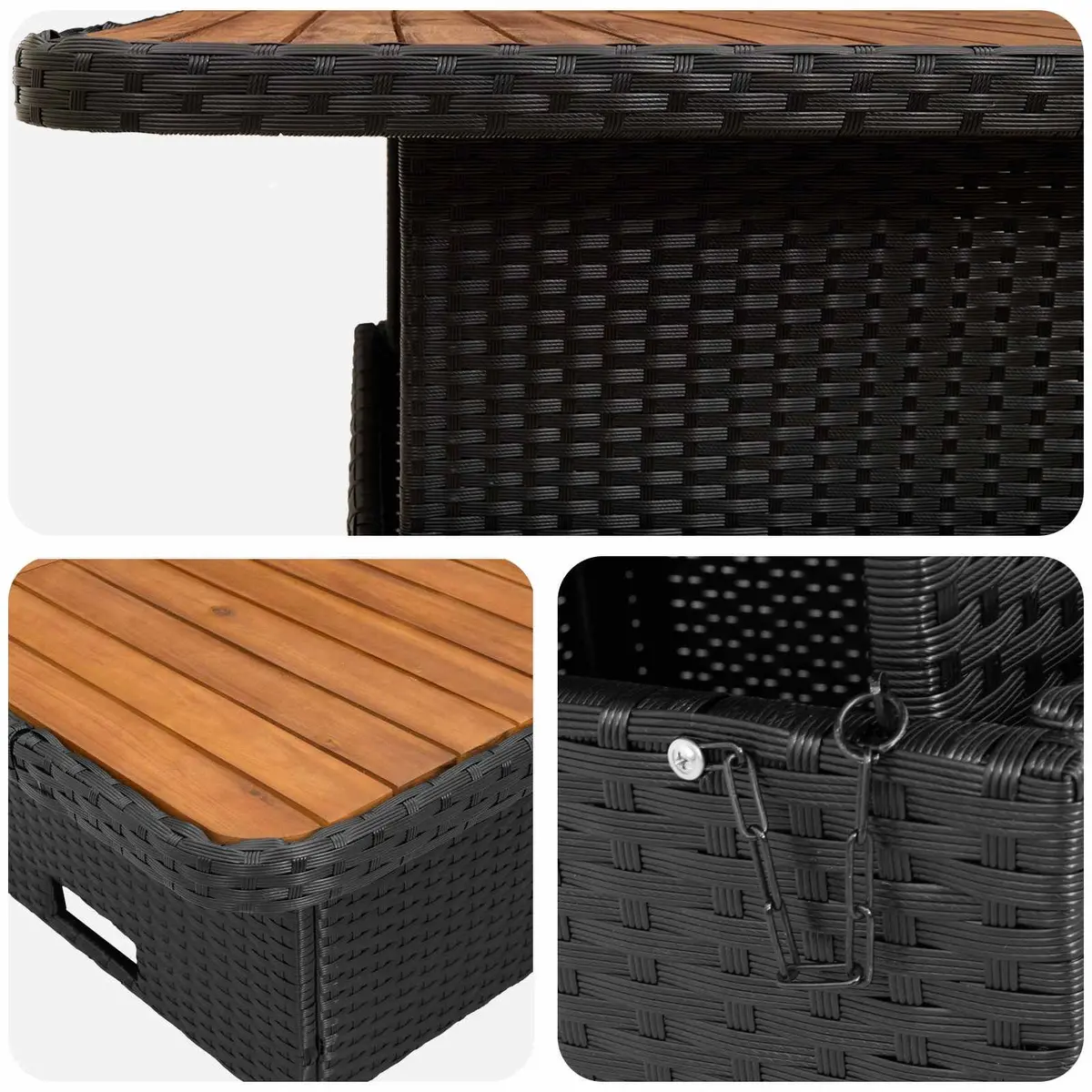 Outdoor Garden Furniture Set 7 Pieces Black PE Rattan Patio Lounge Sofa Chair