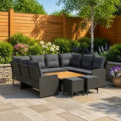 8-Piece Rattan Outdoor Furniture Set with Cushions