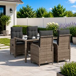 5 Piece Grey Patio Dining Set with Adjustable Chairs