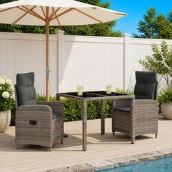 Durable 3-Piece Outdoor Dining Set with Adjustable Chairs