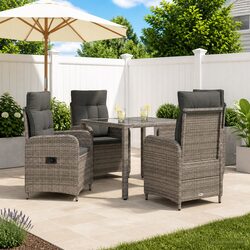 Grey 5-Piece Outdoor Dining Set with Adjustable Chairs