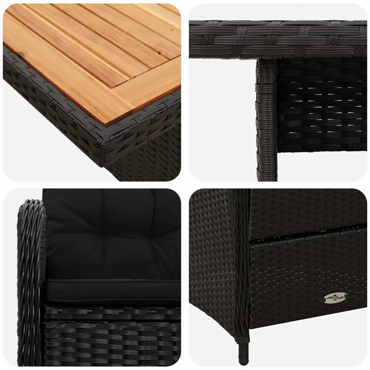 Outdoor Dining Set Adjustable Comfort 3 Piece Black