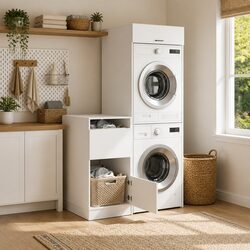 2-Piece White Laundry Cabinet Set for Utility Spaces
