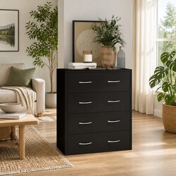 4-Drawer Sideboard Cabinet in Black - 60x30.5x71cm