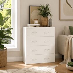 Sideboard Cabinet with 4 Drawers in High Gloss White