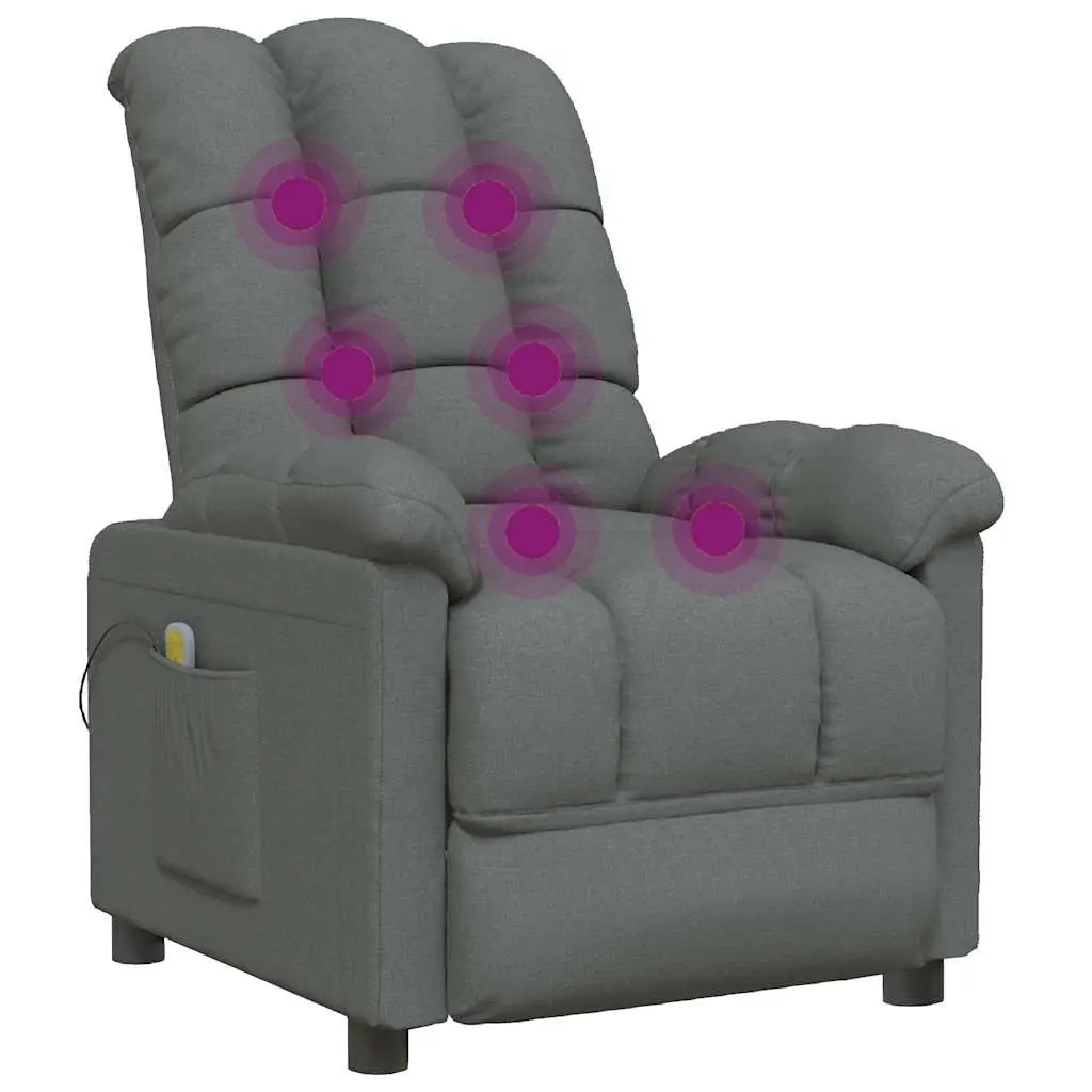 Electric Massage Chair Manual Reclining 3 Positions 6 Vibration Points Grey Fabric
