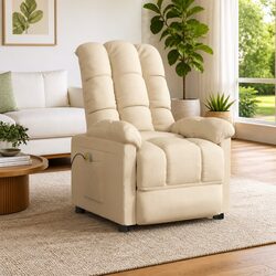 Reclining Electric Massage Chair in Cream Fabric