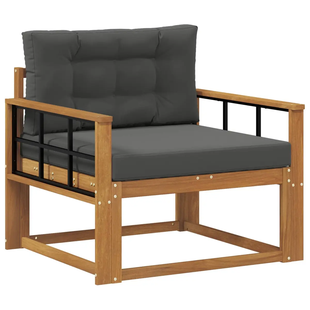 Outdoor Sofa Section Weather-Resistant Natural Brown Acacia Wood