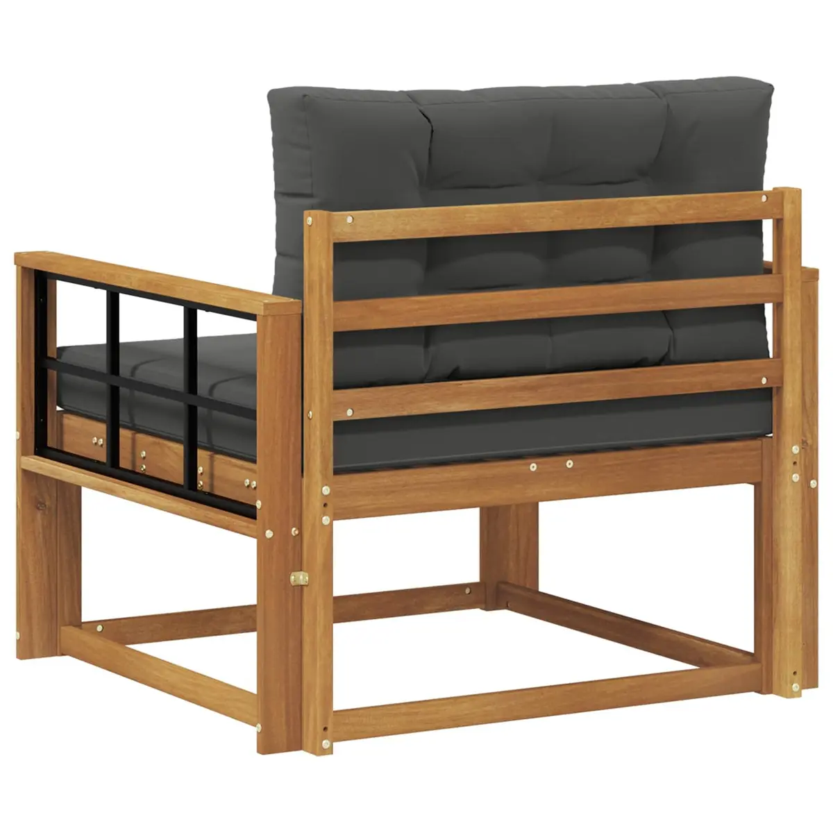Outdoor Sofa Section Weather-Resistant Natural Brown Acacia Wood