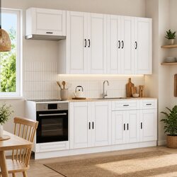 PORTO 8 Piece Kitchen Storage Cabinet in White Engineered Wood