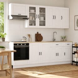 Modern 8-Piece Kitchen Storage Unit in White Engineered Wood