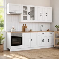 KALMAR 8pcs White Engineered Wood Kitchen Storage Unit