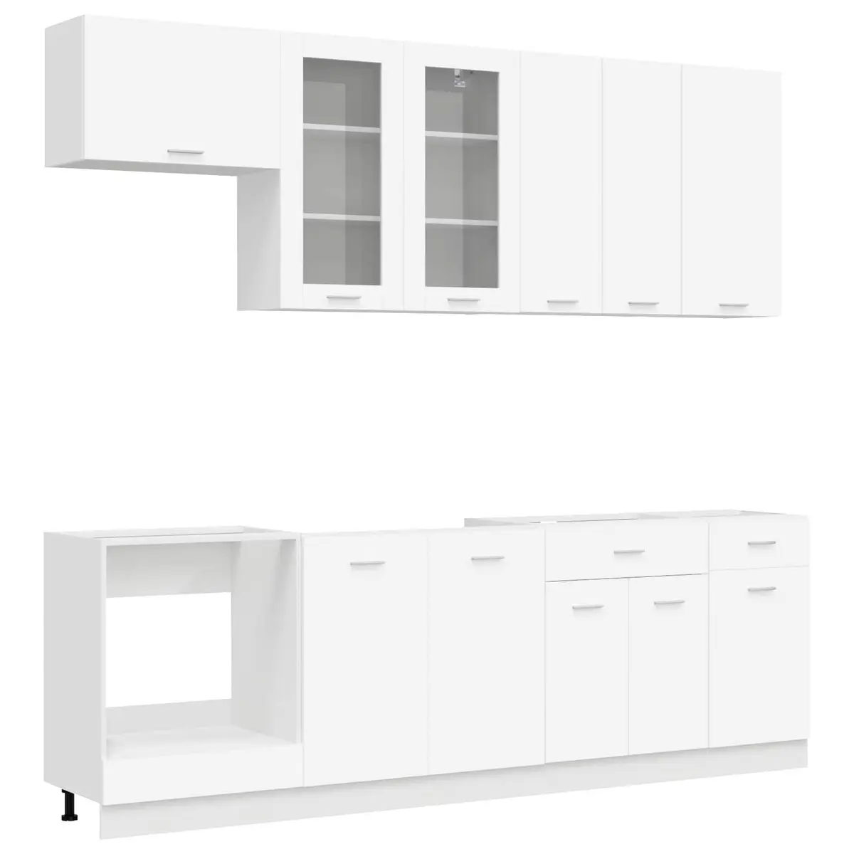 Modern Kitchen Unit 8 Piece Engineered Wood Cabinet Storage White