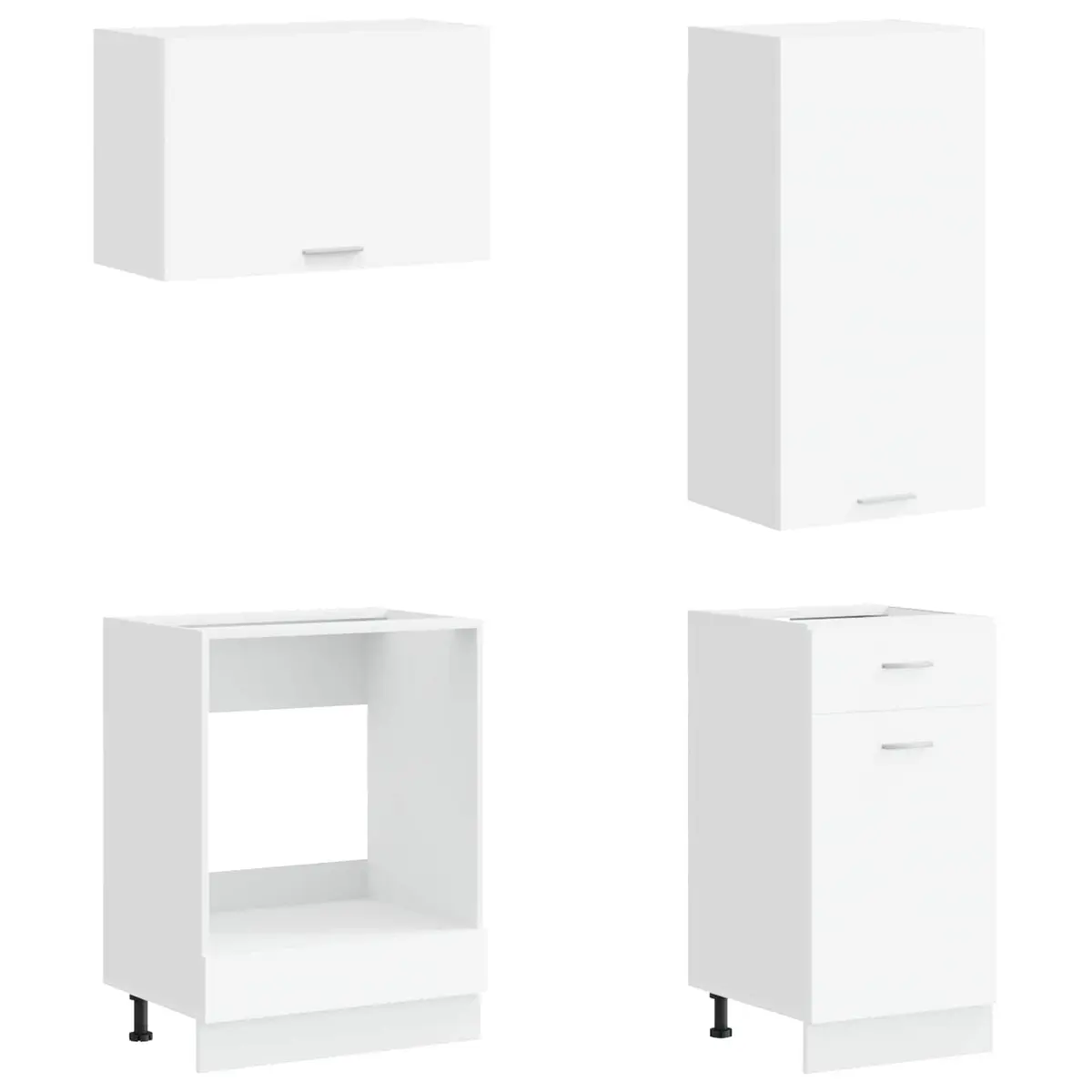 Modern Kitchen Unit 8 Piece Engineered Wood Cabinet Storage White