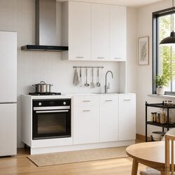 5-Piece White Engineered Wood Kitchen Cabinet Set