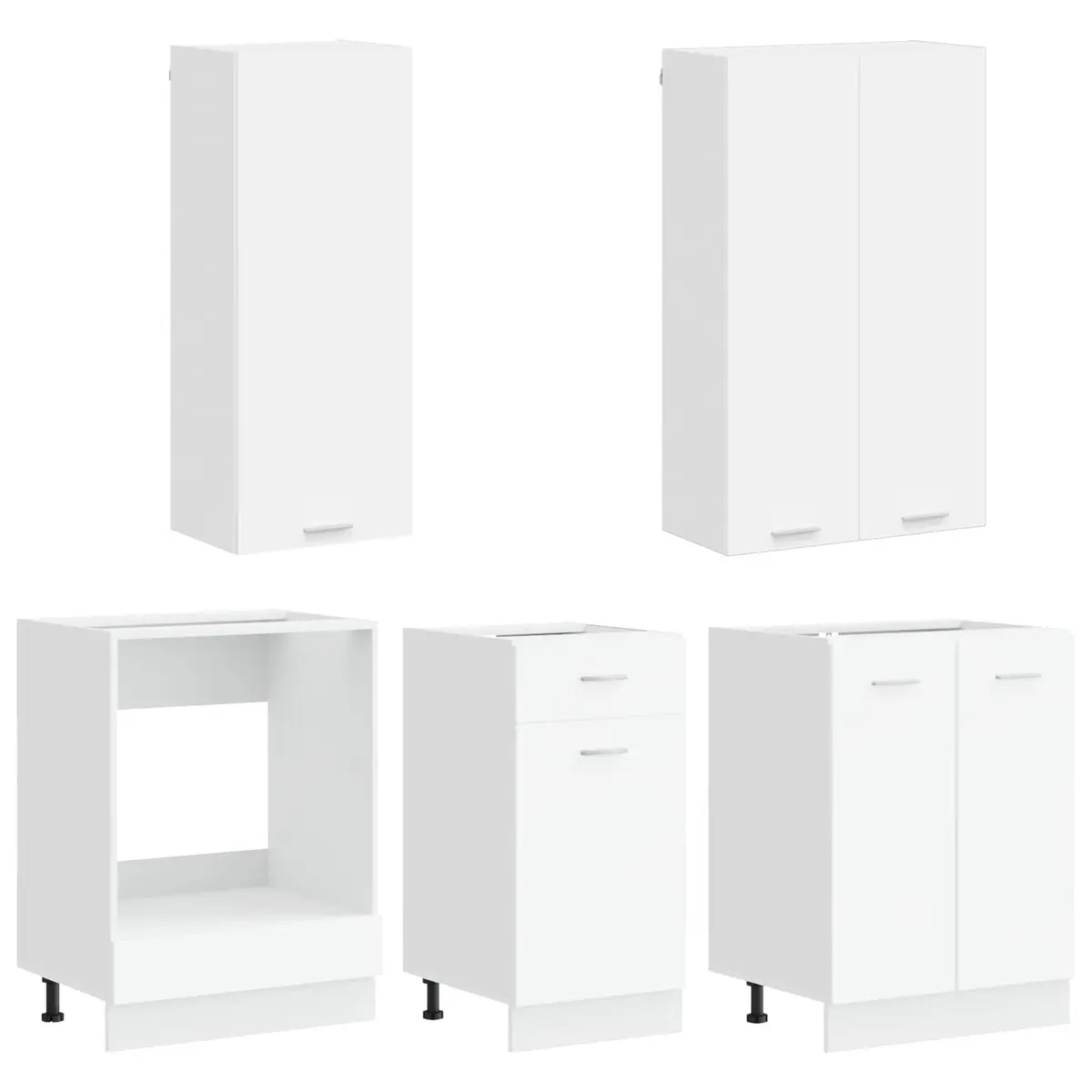 5-Piece White Engineered Wood Kitchen Cabinet Set