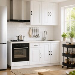 5-Piece White Kitchen Storage Cabinets with Adjustable Shelves