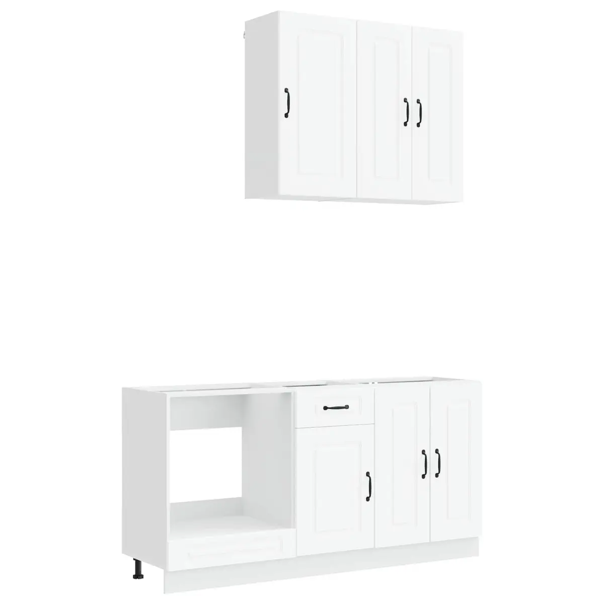 Kitchen Unit Adjustable Shelves 5 Piece White Engineered Wood Storage Cabinets