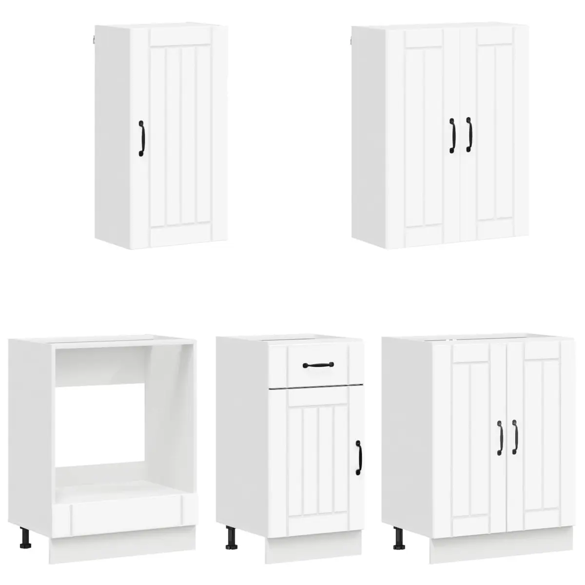 Kitchen Unit Storage Cabinet Engineered Wood 5 Piece White