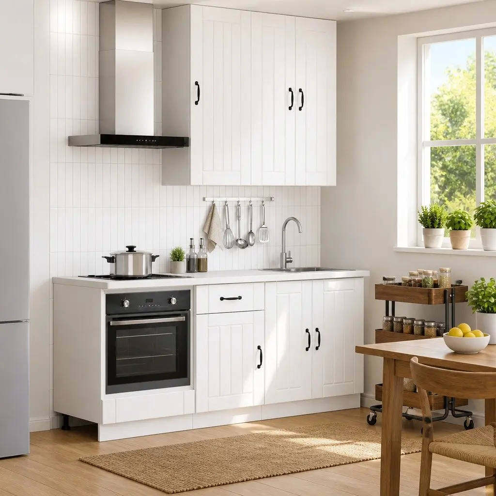 Kitchen Cabinets Modern White 5 Piece Engineered Wood Storage Unit