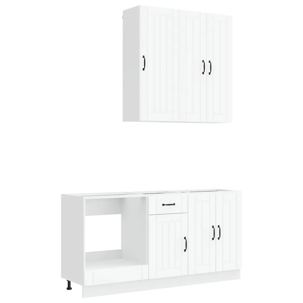 Kitchen Cabinets Modern White 5 Piece Engineered Wood Storage Unit