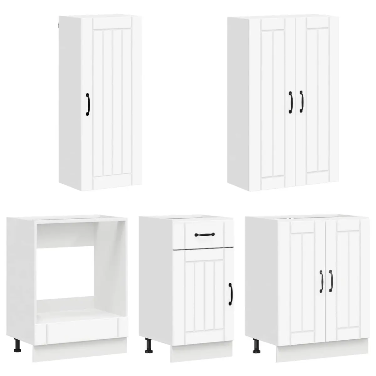 Kitchen Cabinets Modern White 5 Piece Engineered Wood Storage Unit